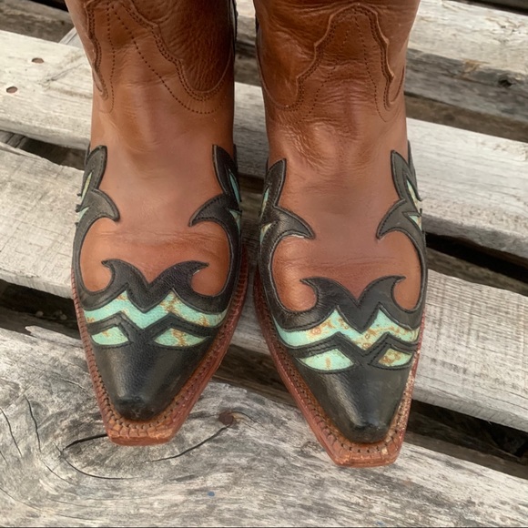 Tony Lama Saddle Cassidy Leather Cowgirl Boots - Picture 2 of 9